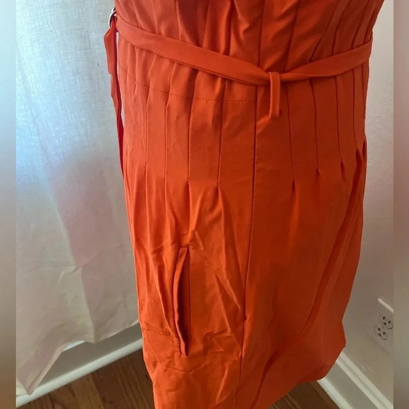 Diane Von Furstenberg Orange Red Pleated Knee Length Dress Women Size 4 - Picture 3 of 8